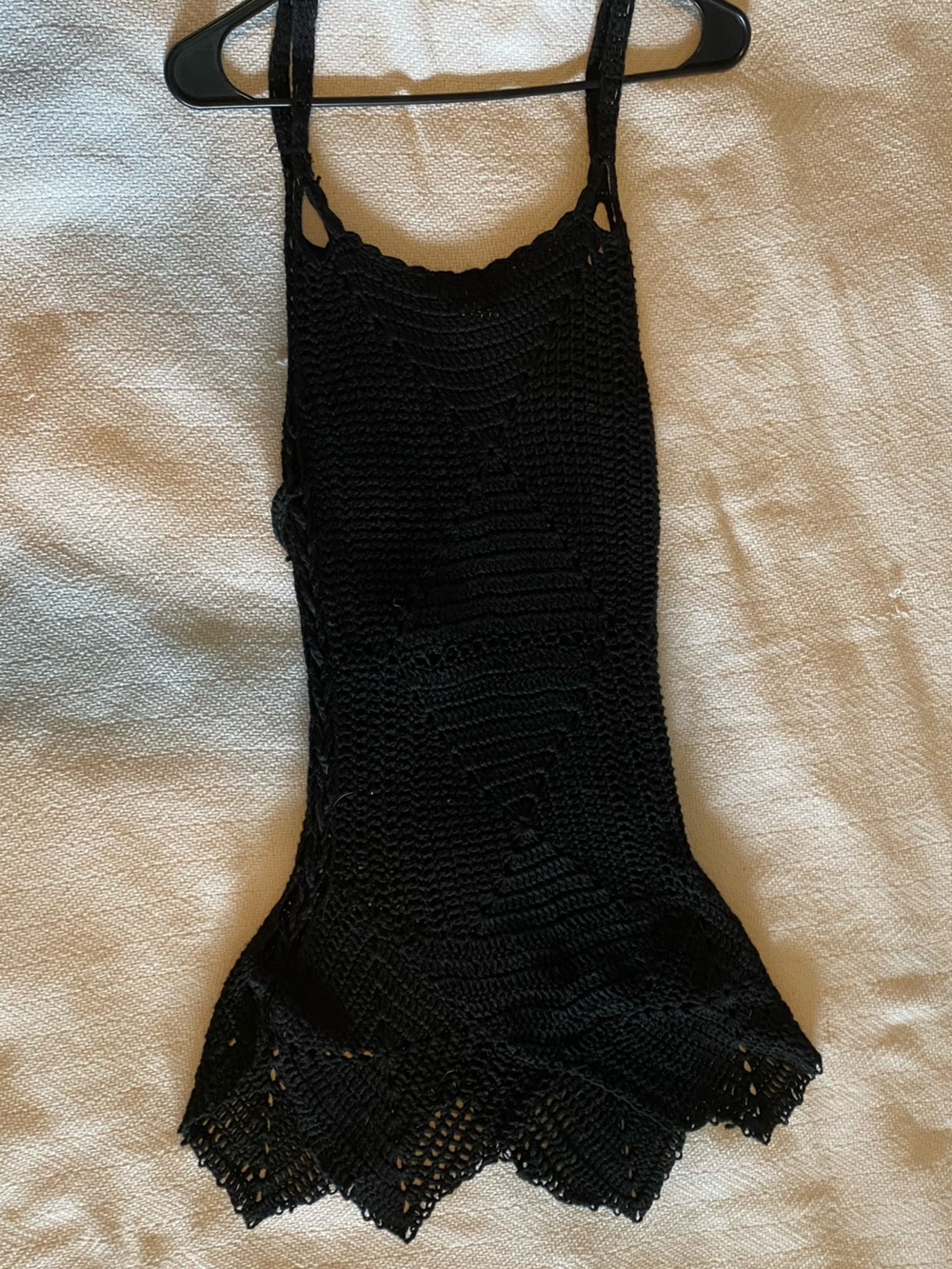 VENUS Black Crochet Adjustable Knit Coverup Dress For Summer Activities